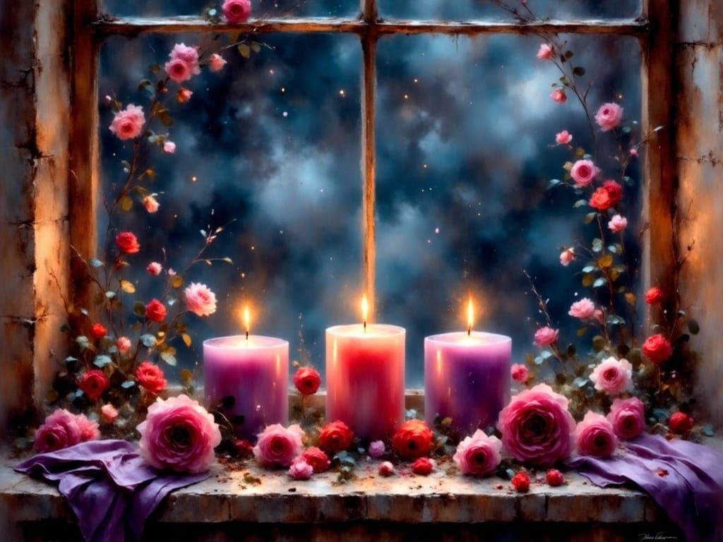 Three candles burning 