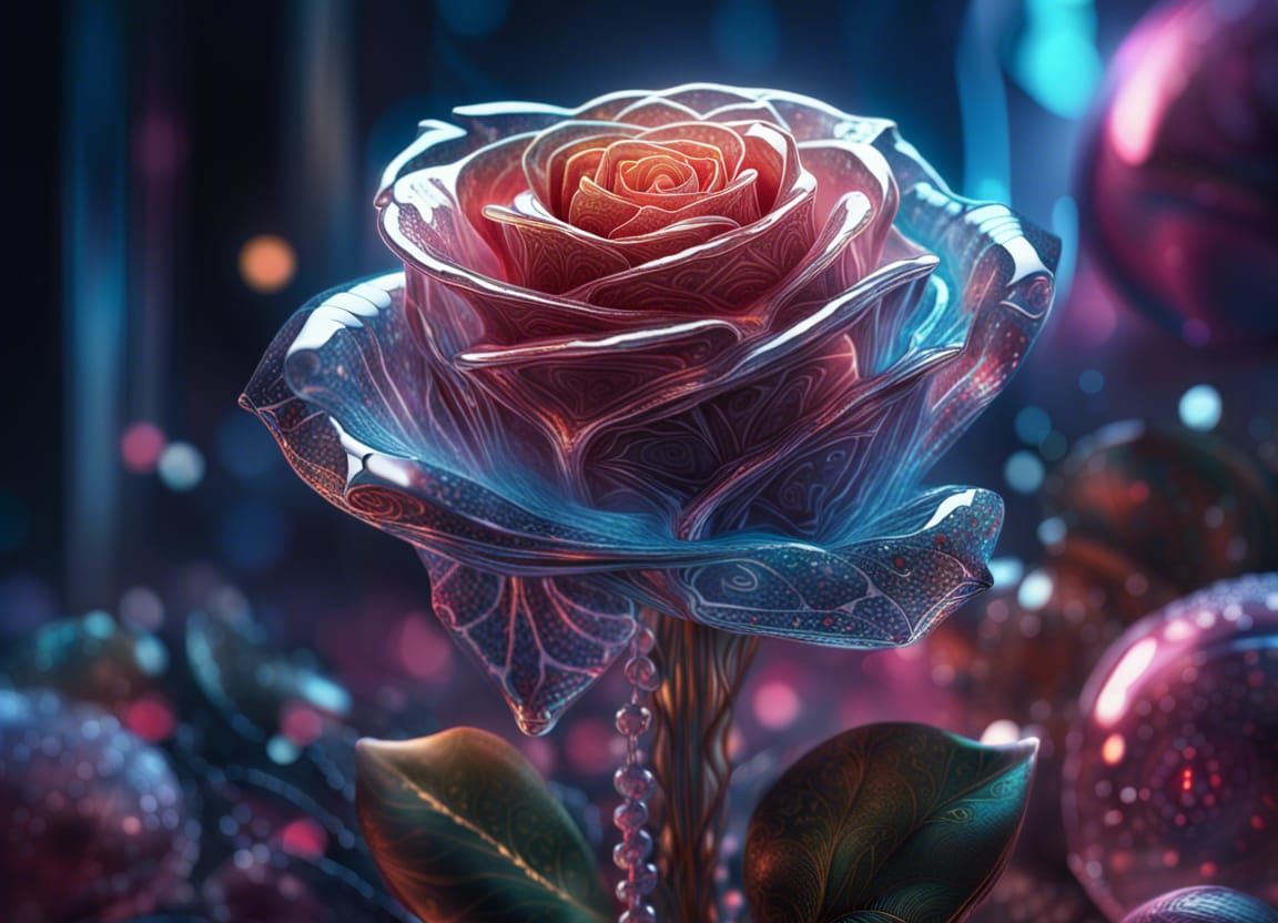 Glass rose Epic cinematic brilliant stunning intricate metic...