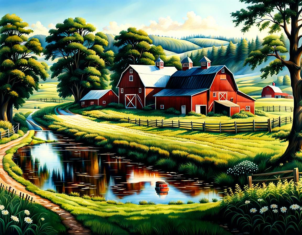 beautiful: ultrarealistic country farm landscape  by @LTSings