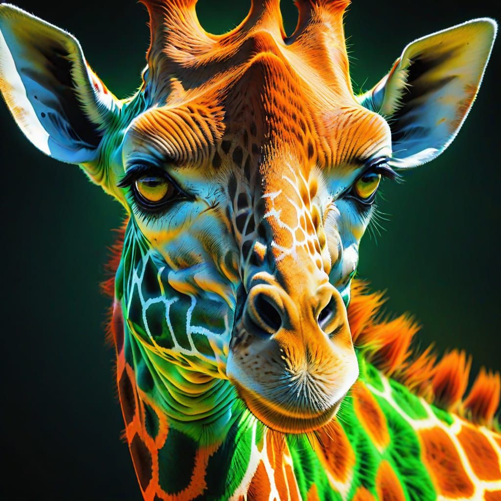 Giraffe coloured neon green and orange  by @Art4Everyone