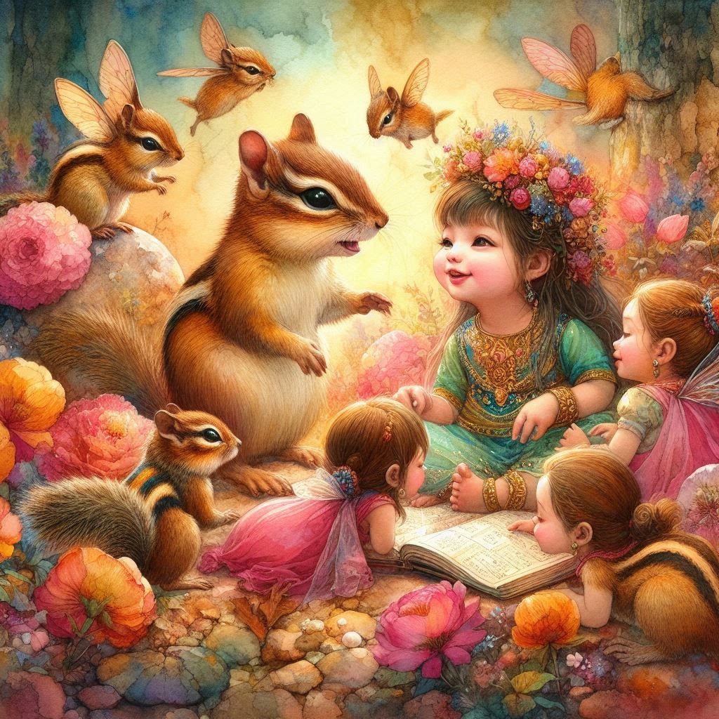 Fairy children playing with fairy chipmunks - AI Generated Artwork ...