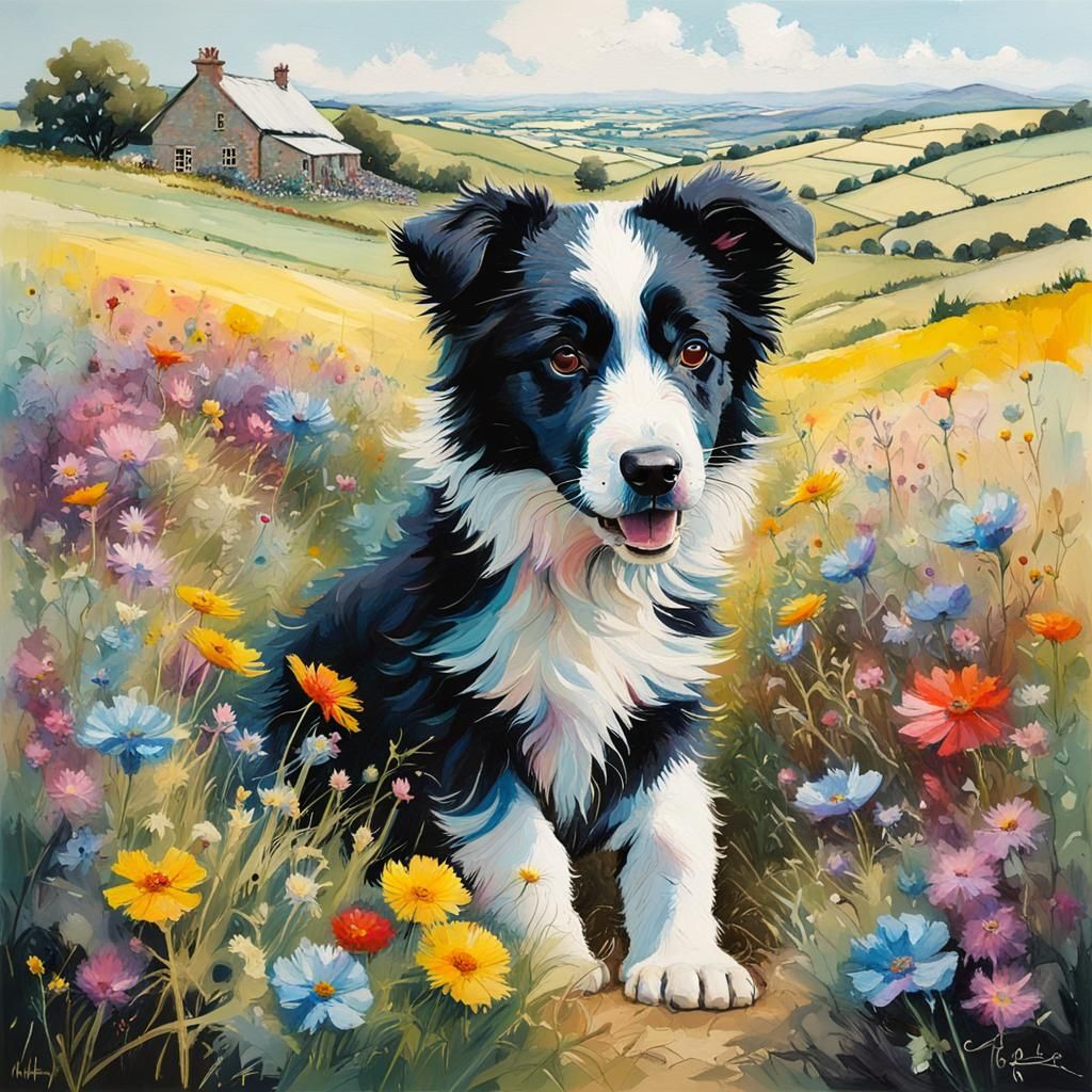 Cute Happy Collie puppy - AI Generated Artwork - NightCafe Creator