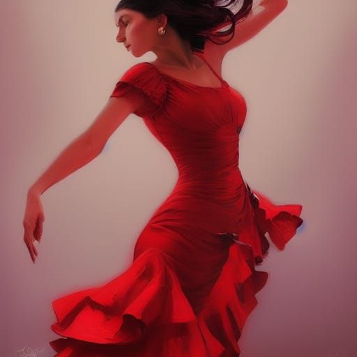 Flamenco dancer In a red dress