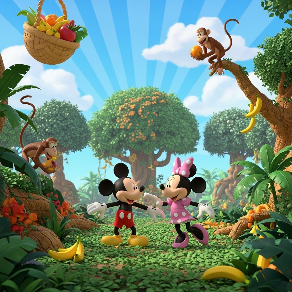Mickey and Minnie Play Tag in Pixar Jungle