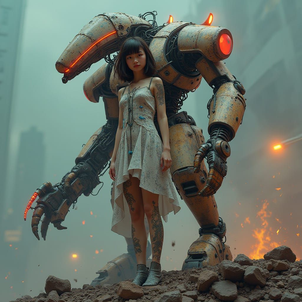 Cyberpunk Warrior in Dystopian Futurism