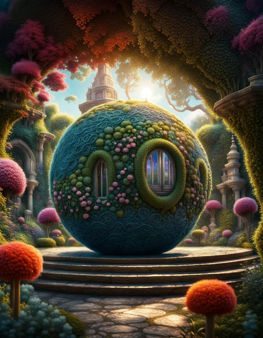 Magical Yarn Temple Garden Concept Art