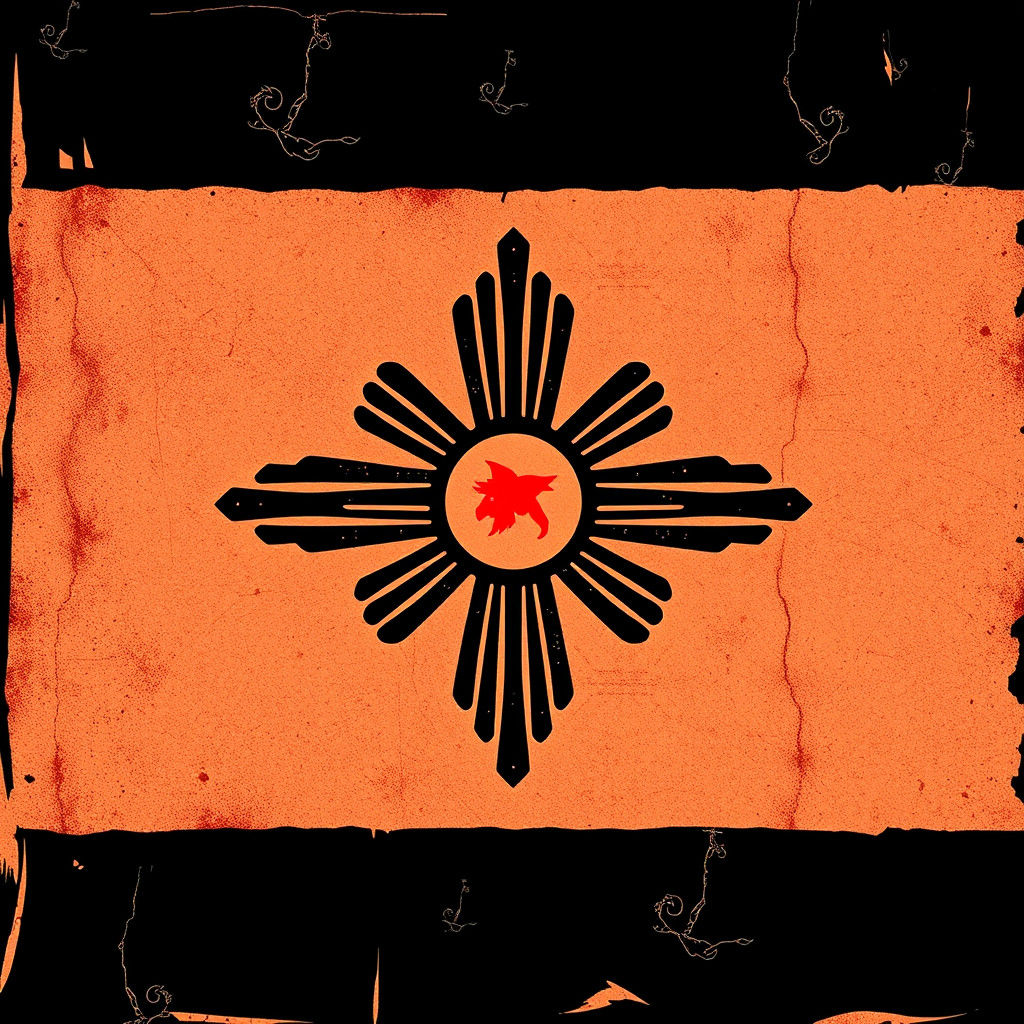 the state flag of new mexico re-designed as a pirate flag