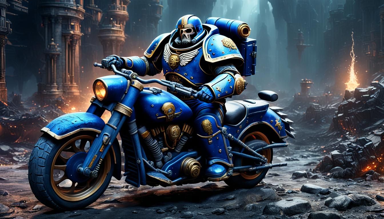 Warhammer 40k  Spacemarine featured on Motorcycle

  by @rallyman