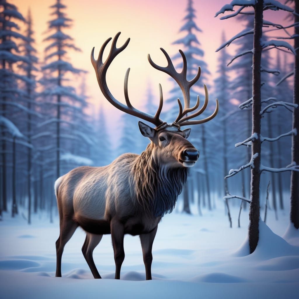 Regal Reindeer in Winter Wonderland