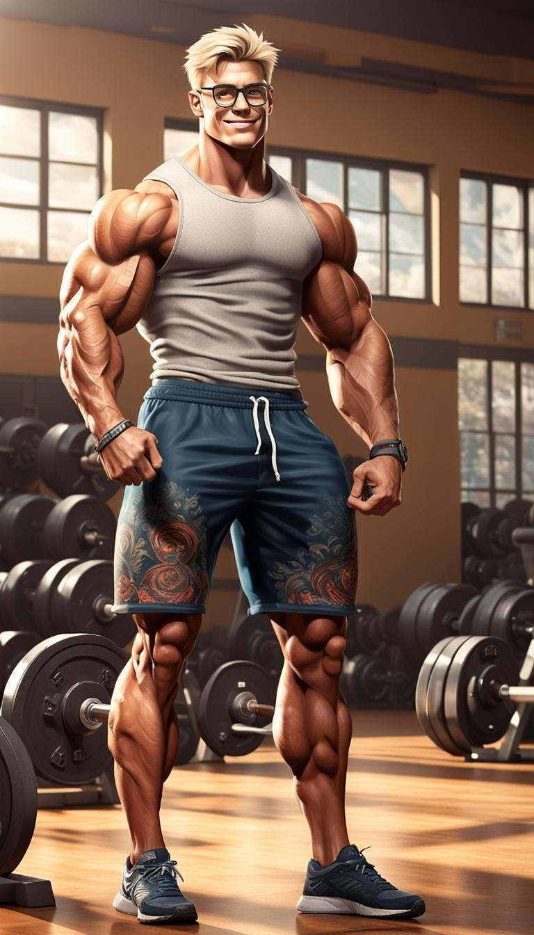 Muscular Frat Boy Bodybuilder with Tribal Tattoos