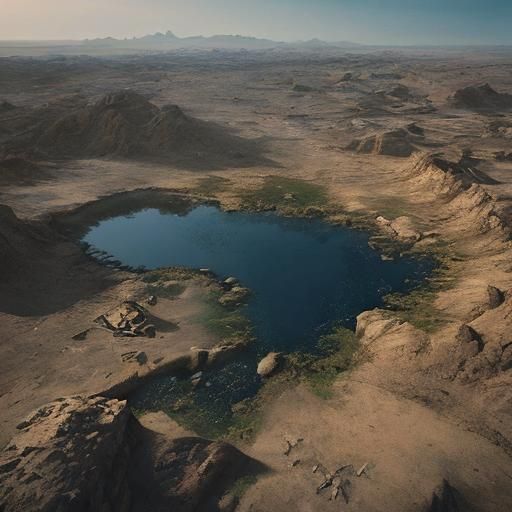 a Sunken Oasis in a hot barren desert