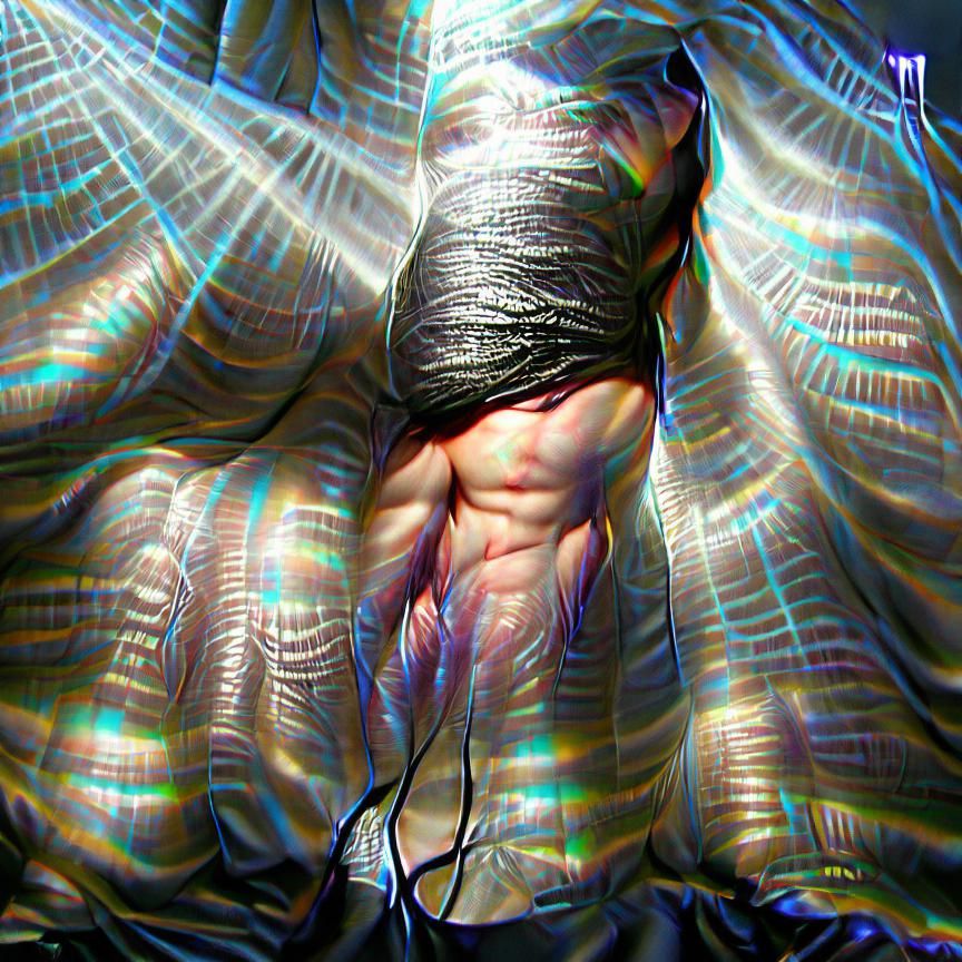glistening muscle fiber optic cloth draped