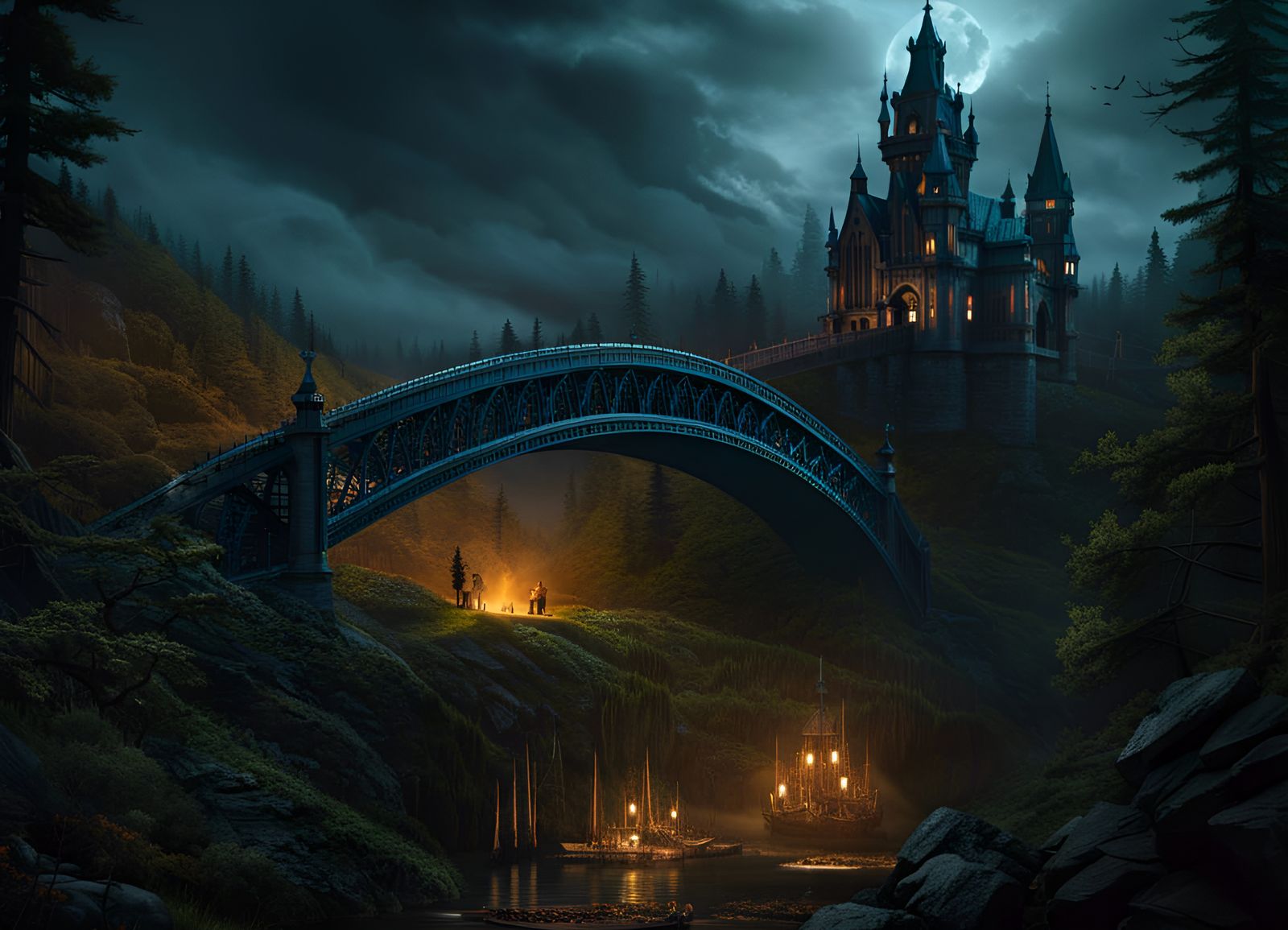 The Bridge To Dracula's Castle - Ai Generated Artwork - Nightcafe Creator