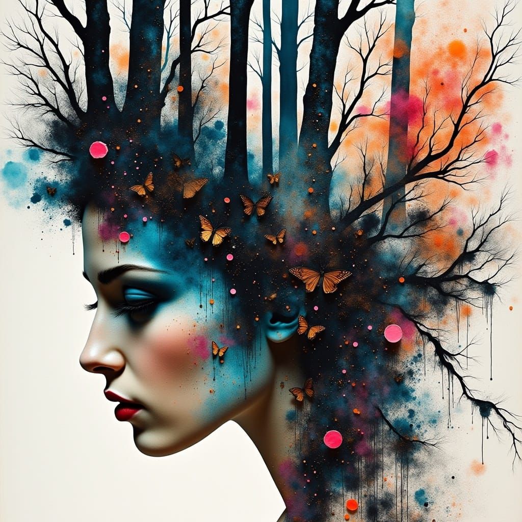 <lora:BeautyofCollageFlux:1.0>  Moss princess :: elaborate masterpiece collage  :: gorgeous intricately layered storybook loose mixed-media...