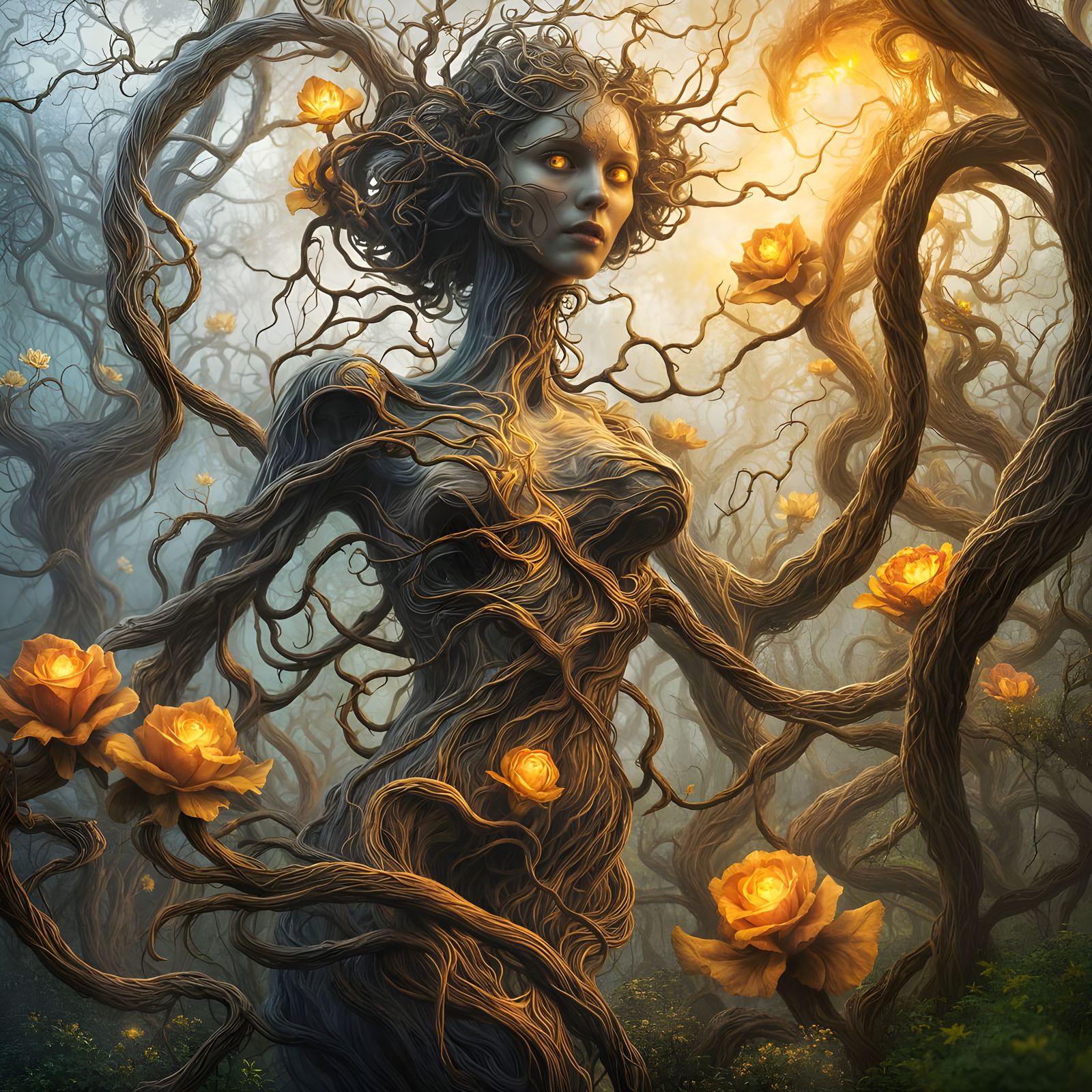 At twilight shun this garden's charms, 
or be clasped forever in its arms.  by @Morphesius 