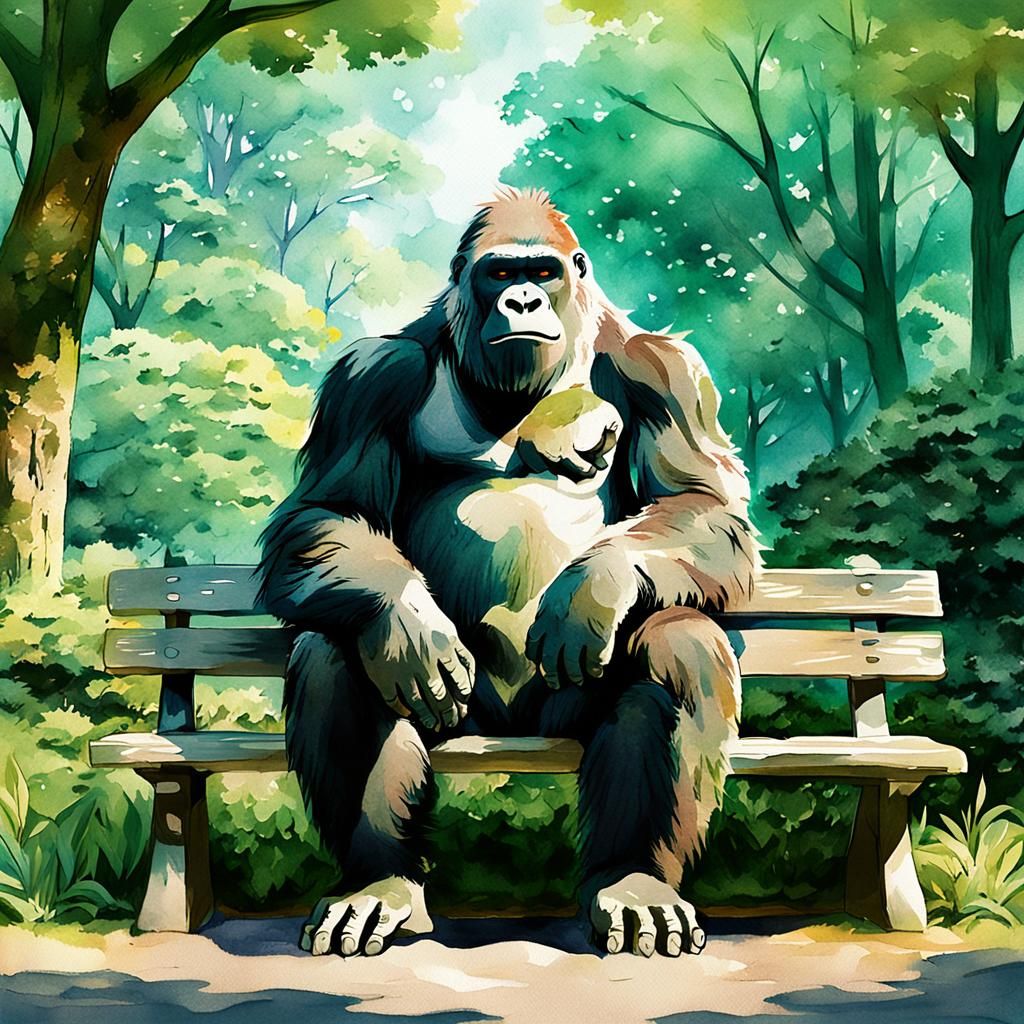 Friendly gorilla in central park