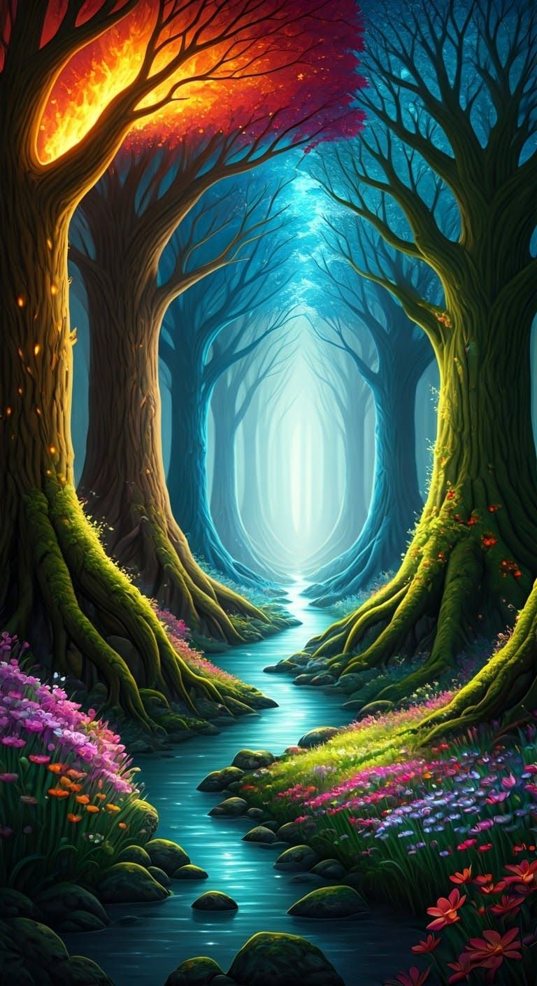 Elemental Forest in Vibrant Colors
