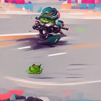 a frog riding a motorcycle