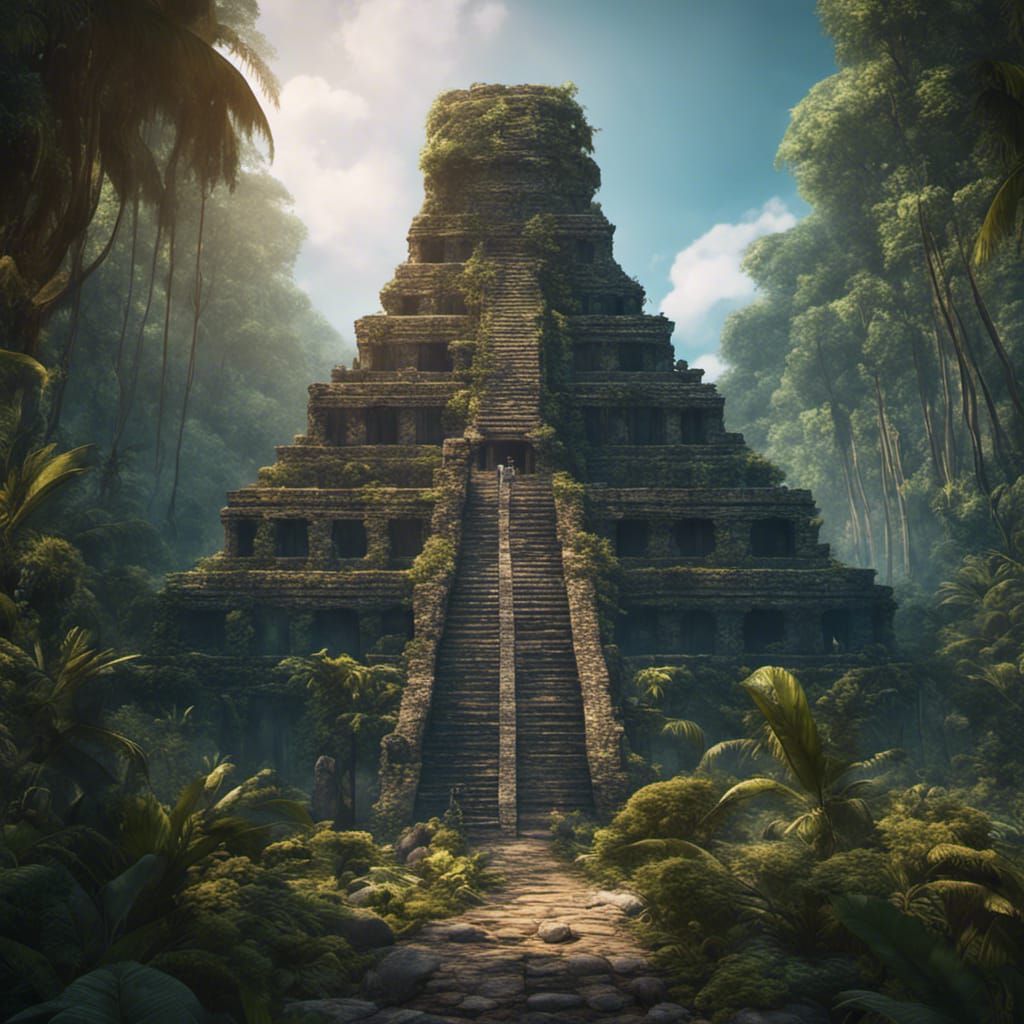 Mayan temple in the jungle - AI Generated Artwork - NightCafe Creator