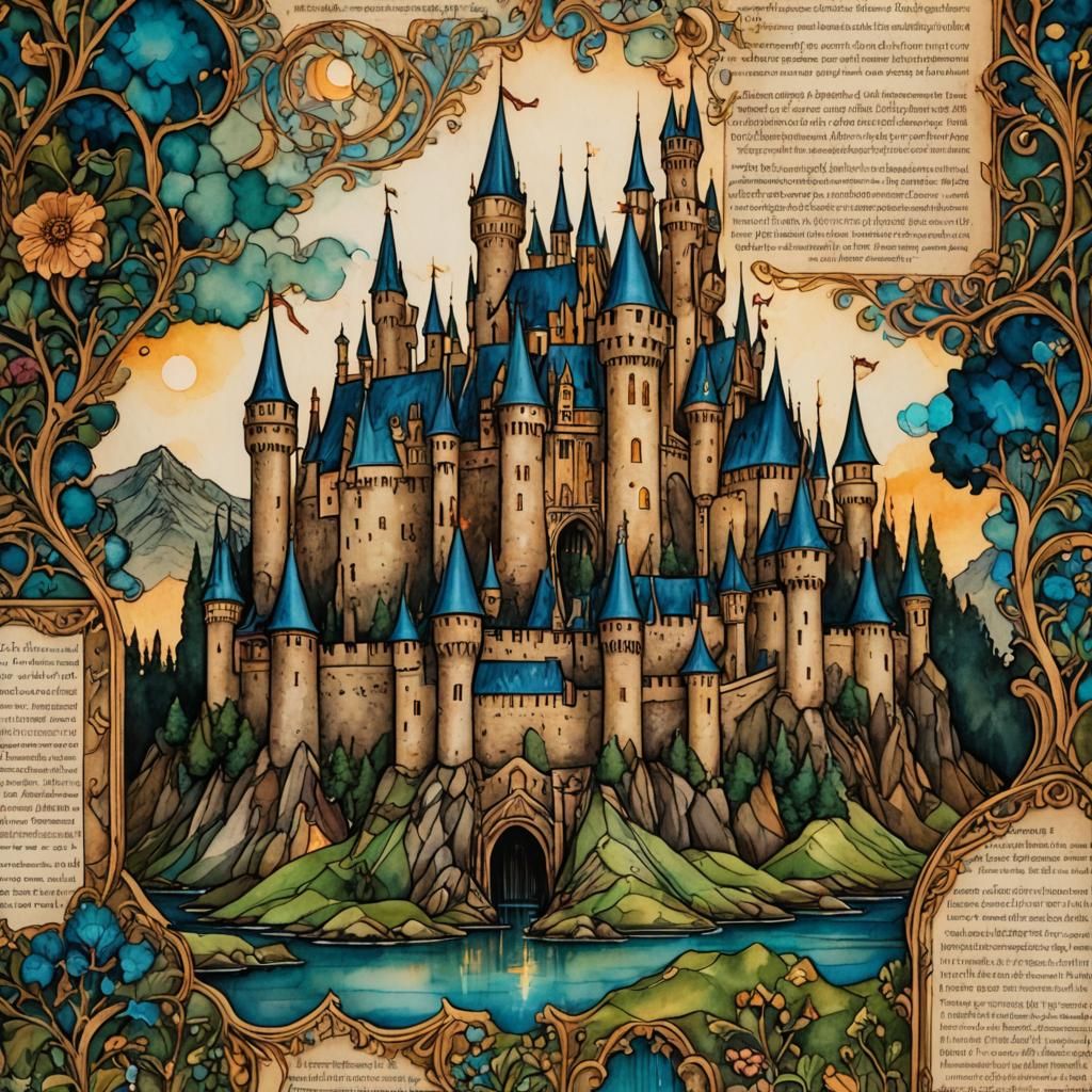 Intricately detailed alcohol ink illustration, an illuminate...