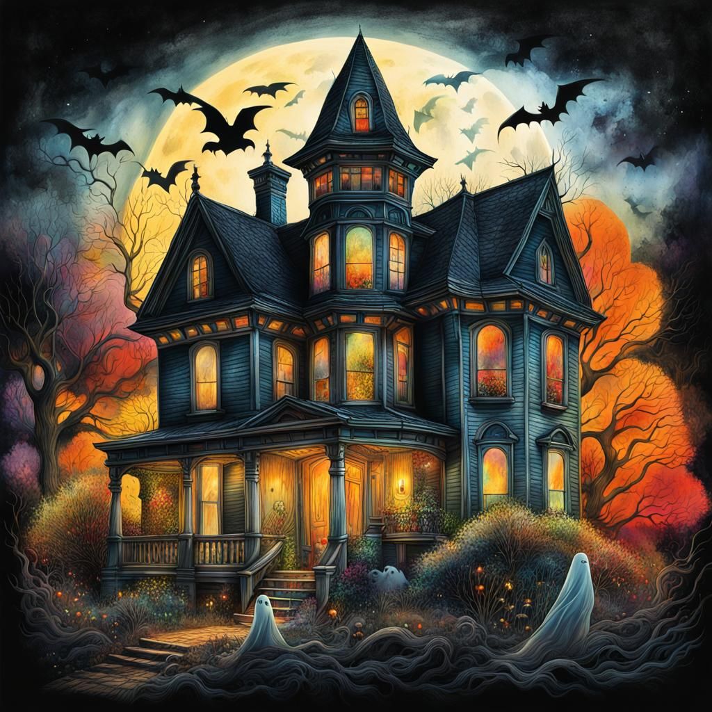 Spooky House - AI Generated Artwork - NightCafe Creator