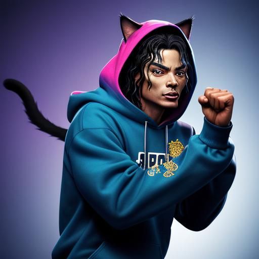 A cat wear hoodies and dancing Micheal Jackson