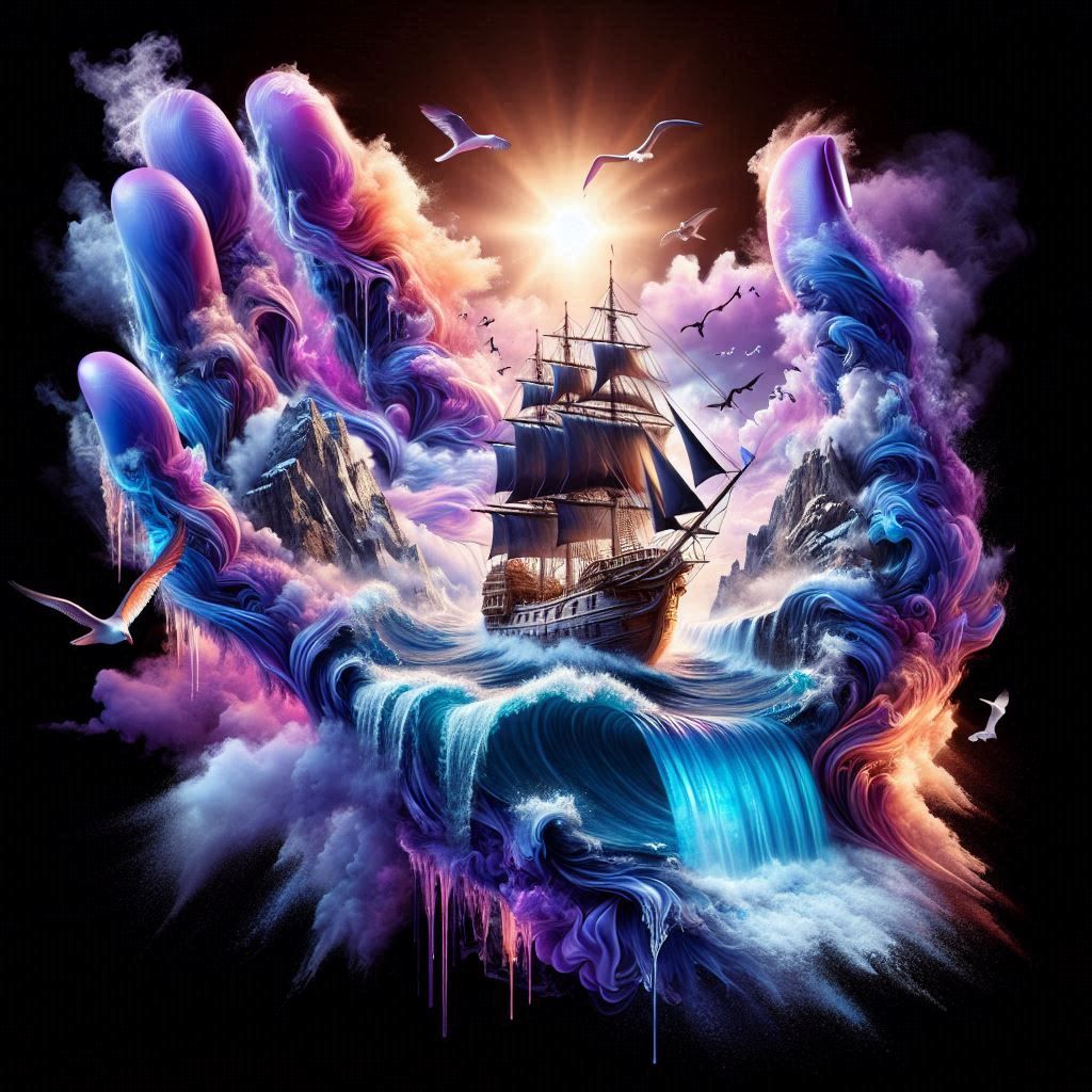 Sailing near the waterfall