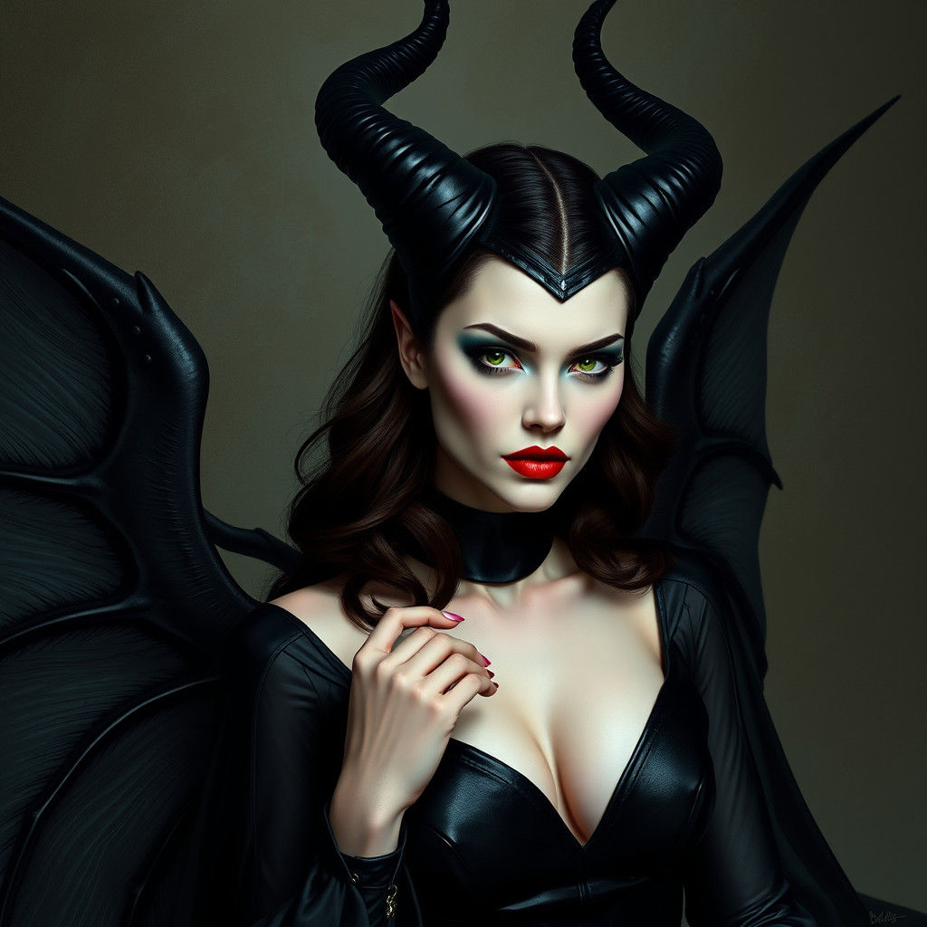 Maleficent: Dark Elegance in Hyperrealistic Portrait