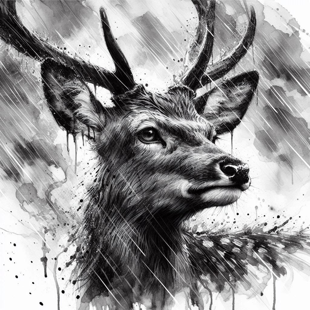 black and white deer