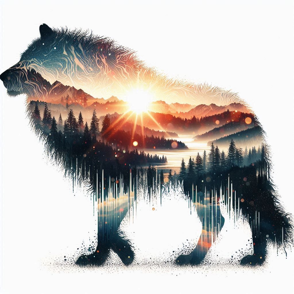 double exposure beautiful fantasy DALL-E 3 portrait landscap...