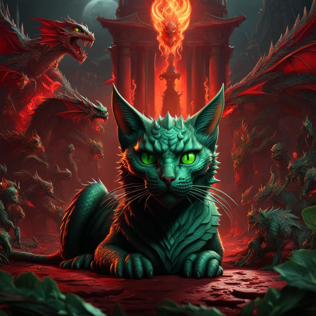 Friendly Dragon Cat  by @Nebraska Zombie