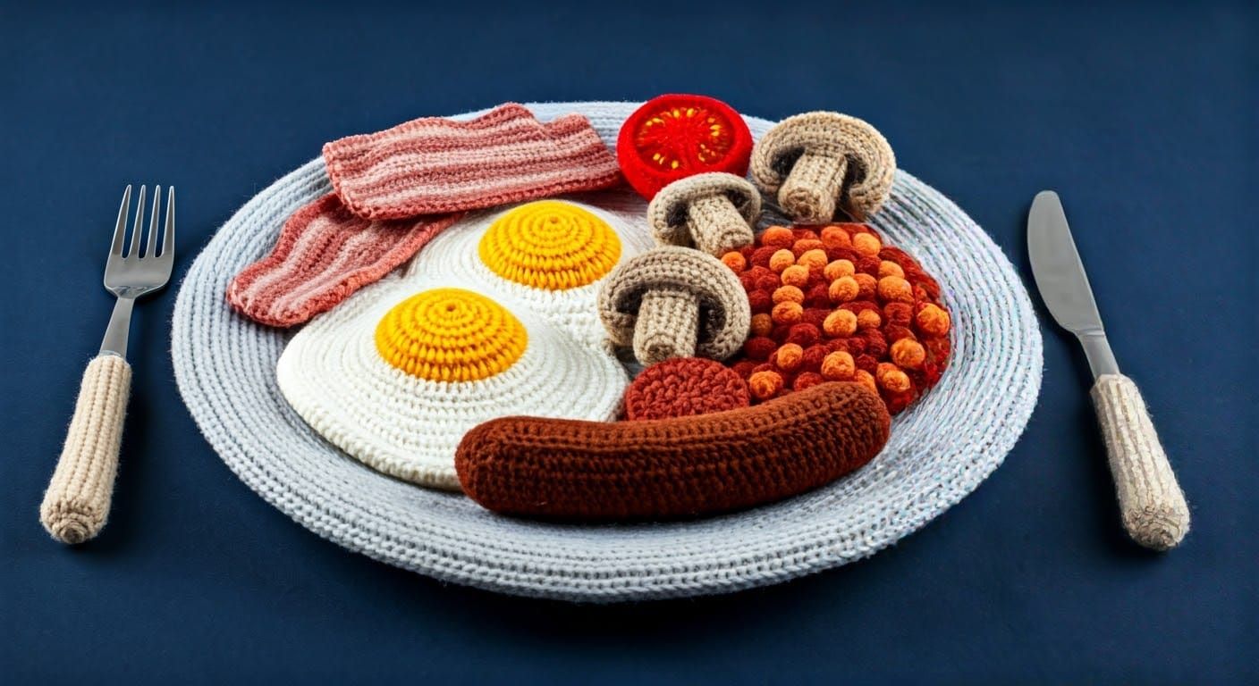  ...A Full English Breakfast made entirely from knitting wool.  by @Pete Clements