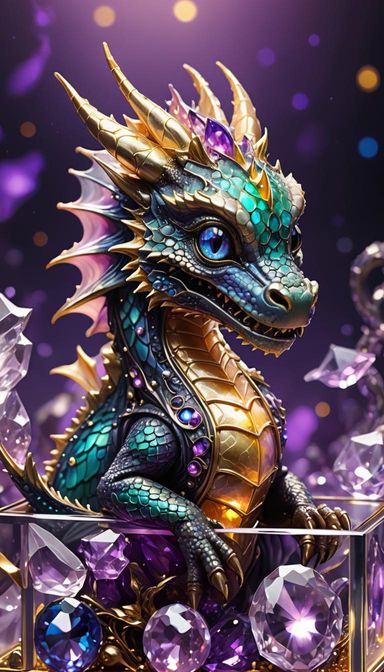 Jeweled baby dragon - AI Generated Artwork - NightCafe Creator