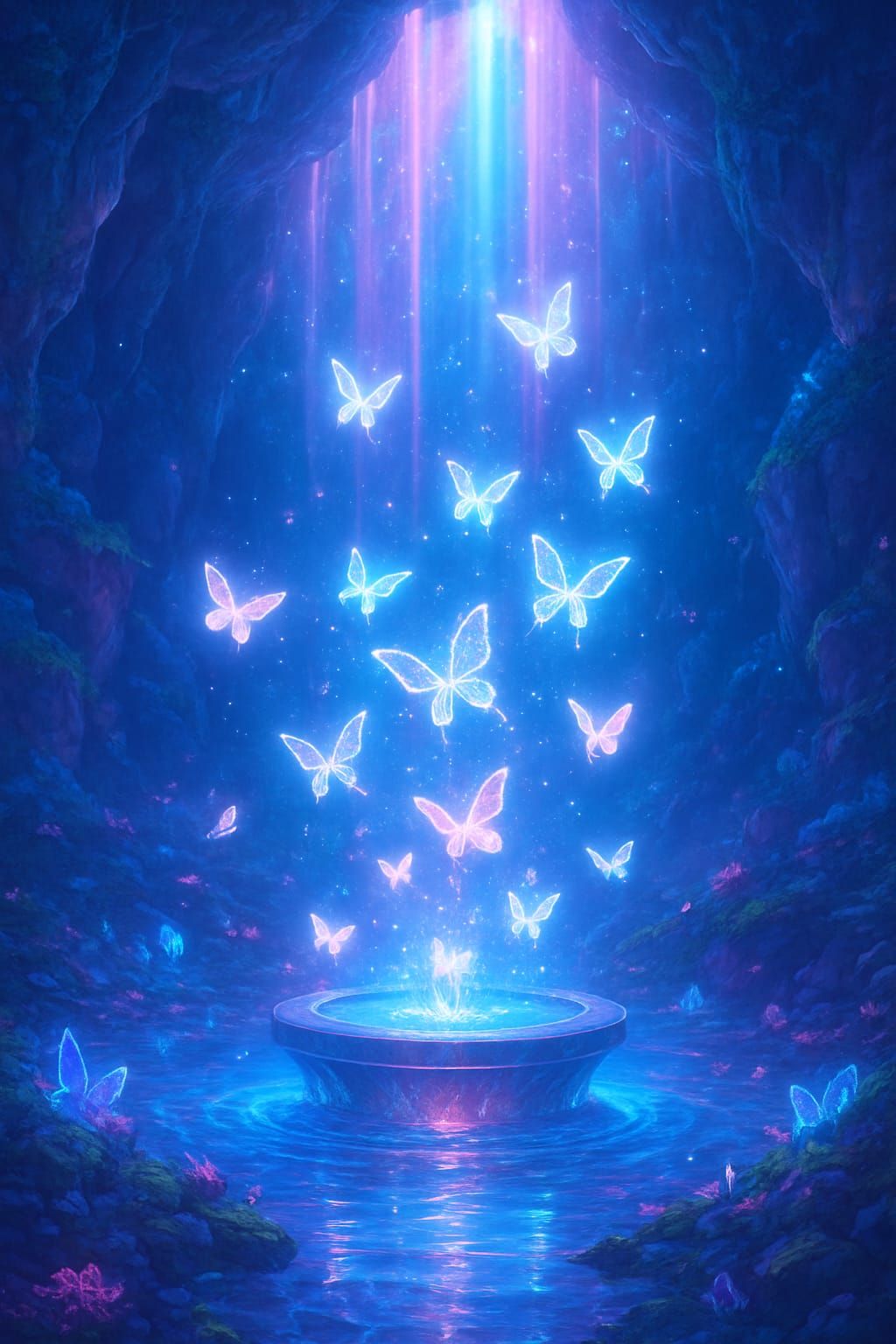 Enchanted Cavern of Glowing Butterflies