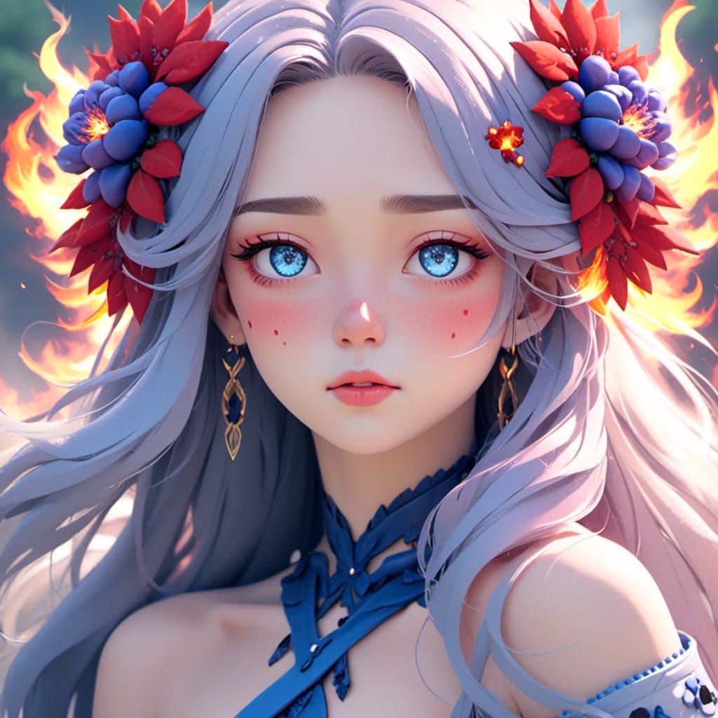 <lora:Calamity Beauties XL:1.0>, crystalline goddess, blue glowing flower eyes, long hair, detailed head and shoulders portrait, detailed in...