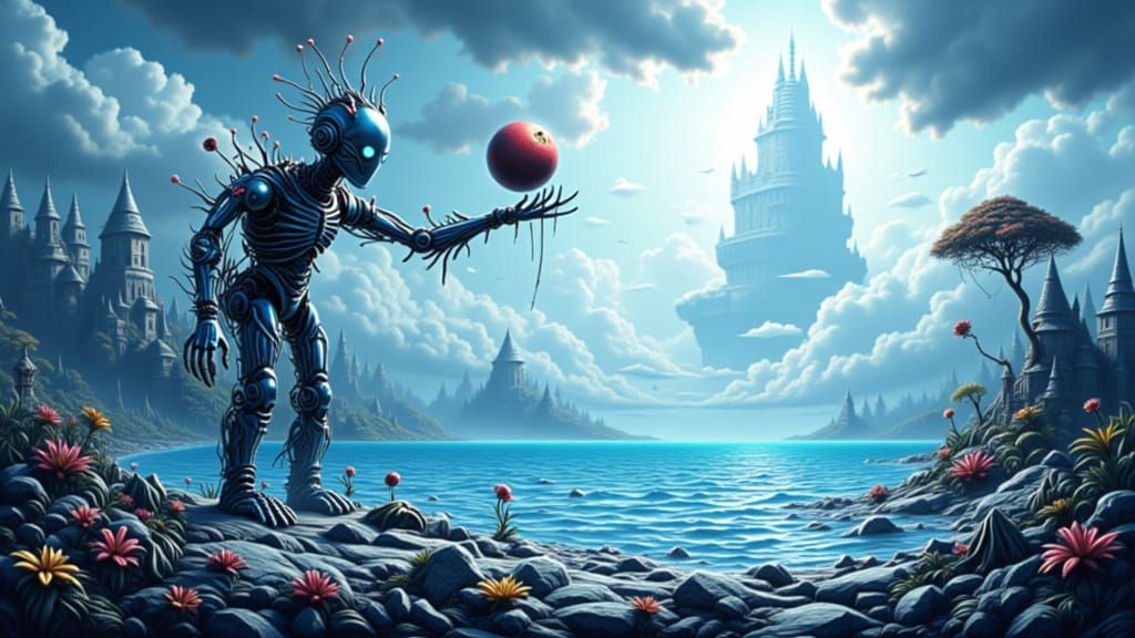 <lora:Flux Robot:1.0> seascape