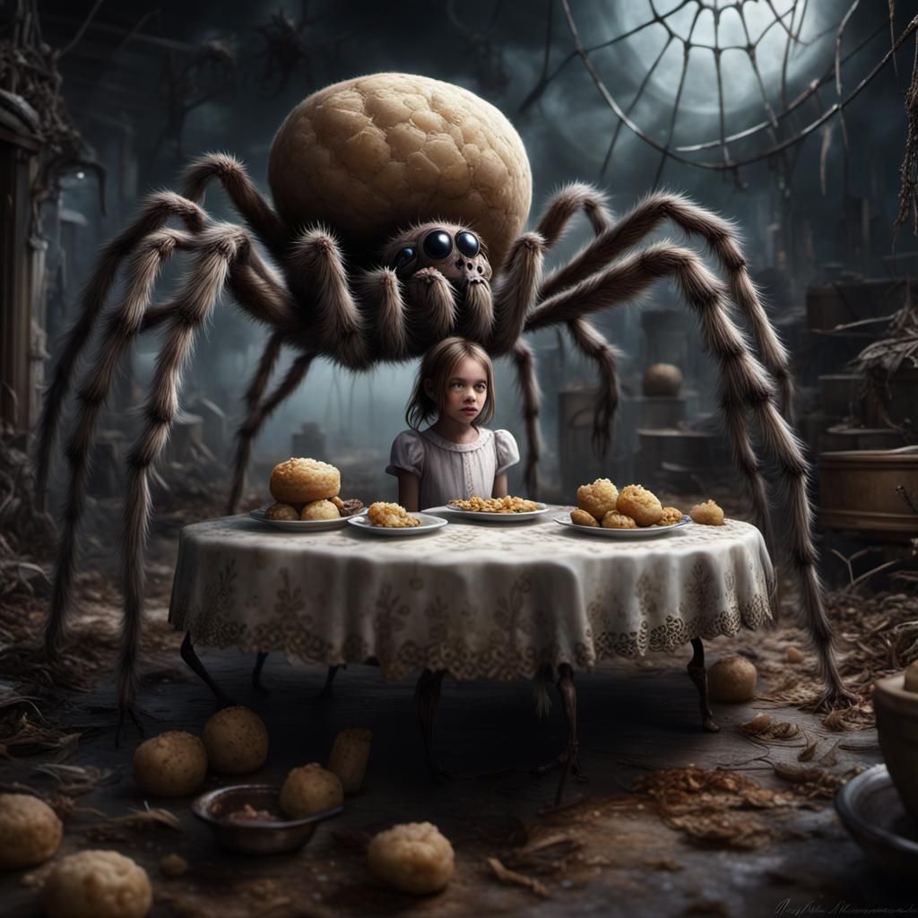 Little Miss Muffet
Sat on a tuffet,
Eating her curds and whey;
There came a big spider,
Who sat down ...  by @undefined