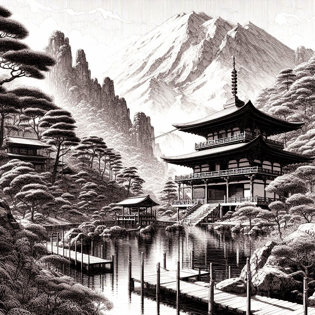 Black and white.  Charcoal/pencil