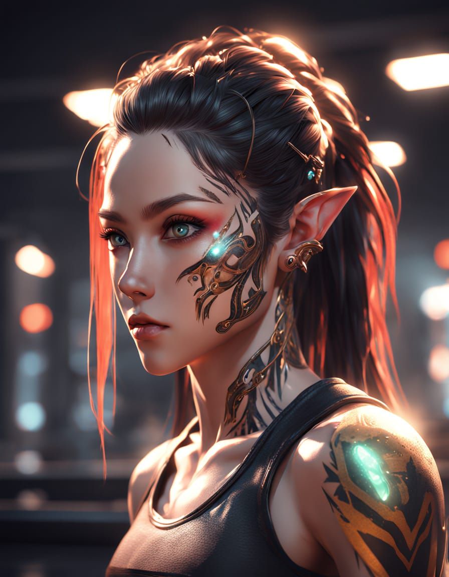 Athletic Elf Goddess in 3D Anime Style