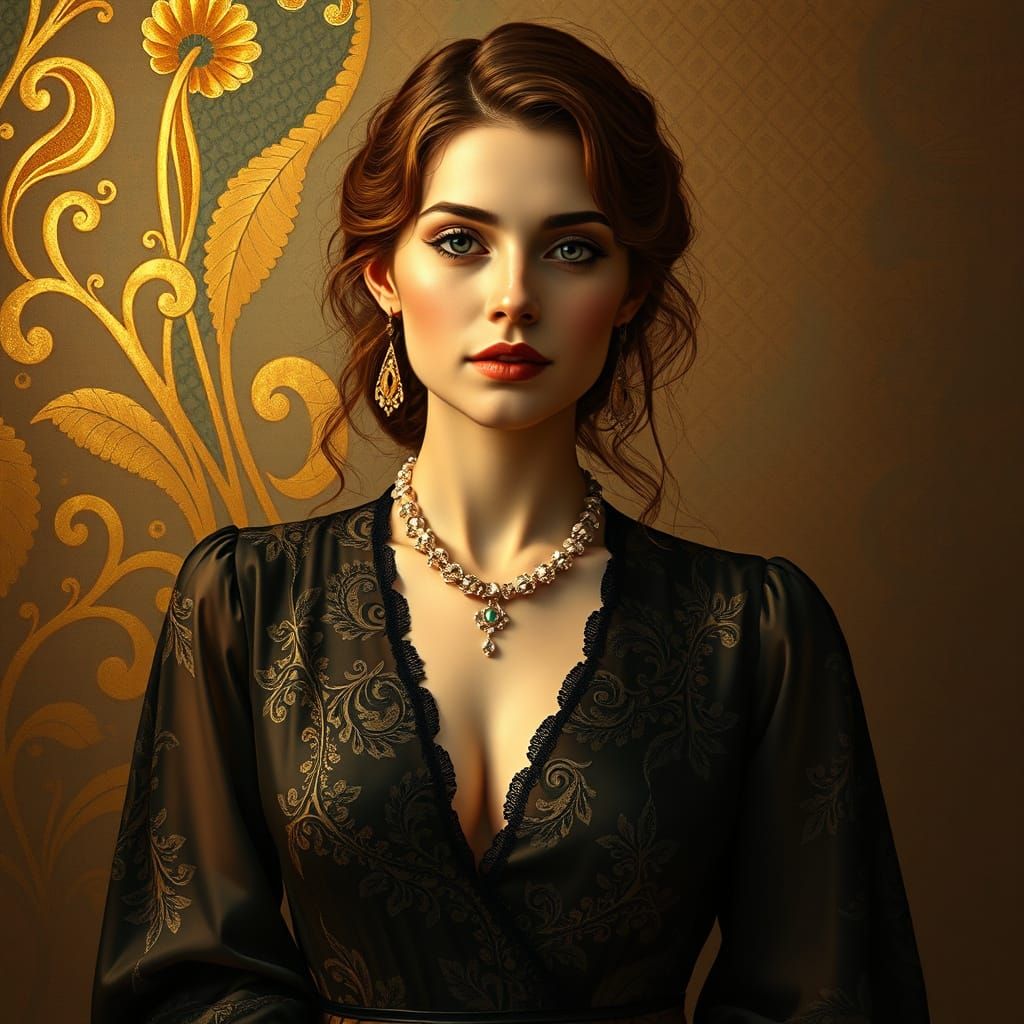 Elegant Portrait in Art Nouveau Style