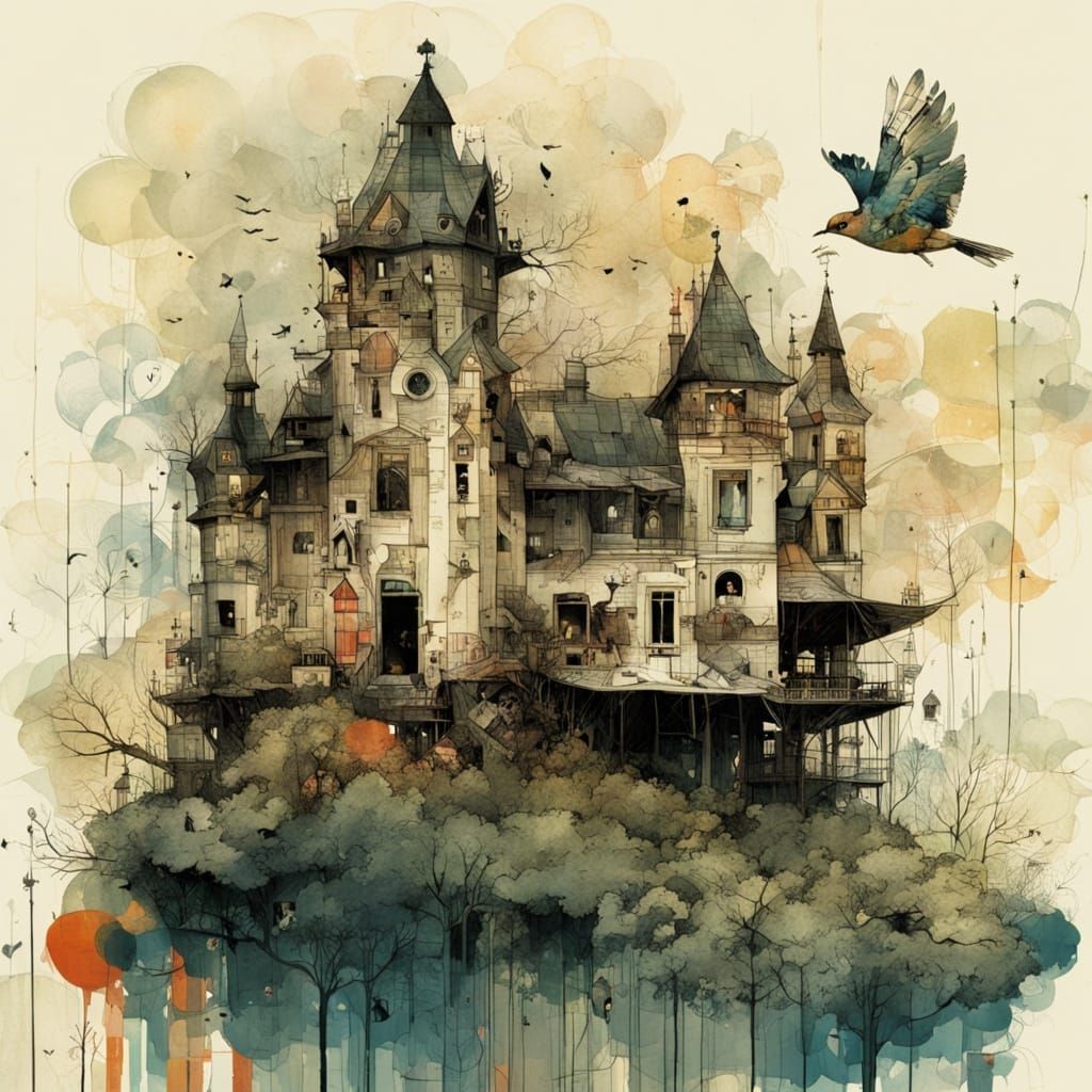 By Paul Lovering and Mattias Adolfsson and Russ Mills and Victo Ngai and Alexander Jansson:: Double exposure A fancy birdhouse shaped like a...