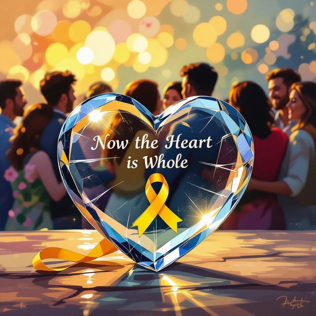 Cracked Glass Heart Symbolizing Wholeness and Hope