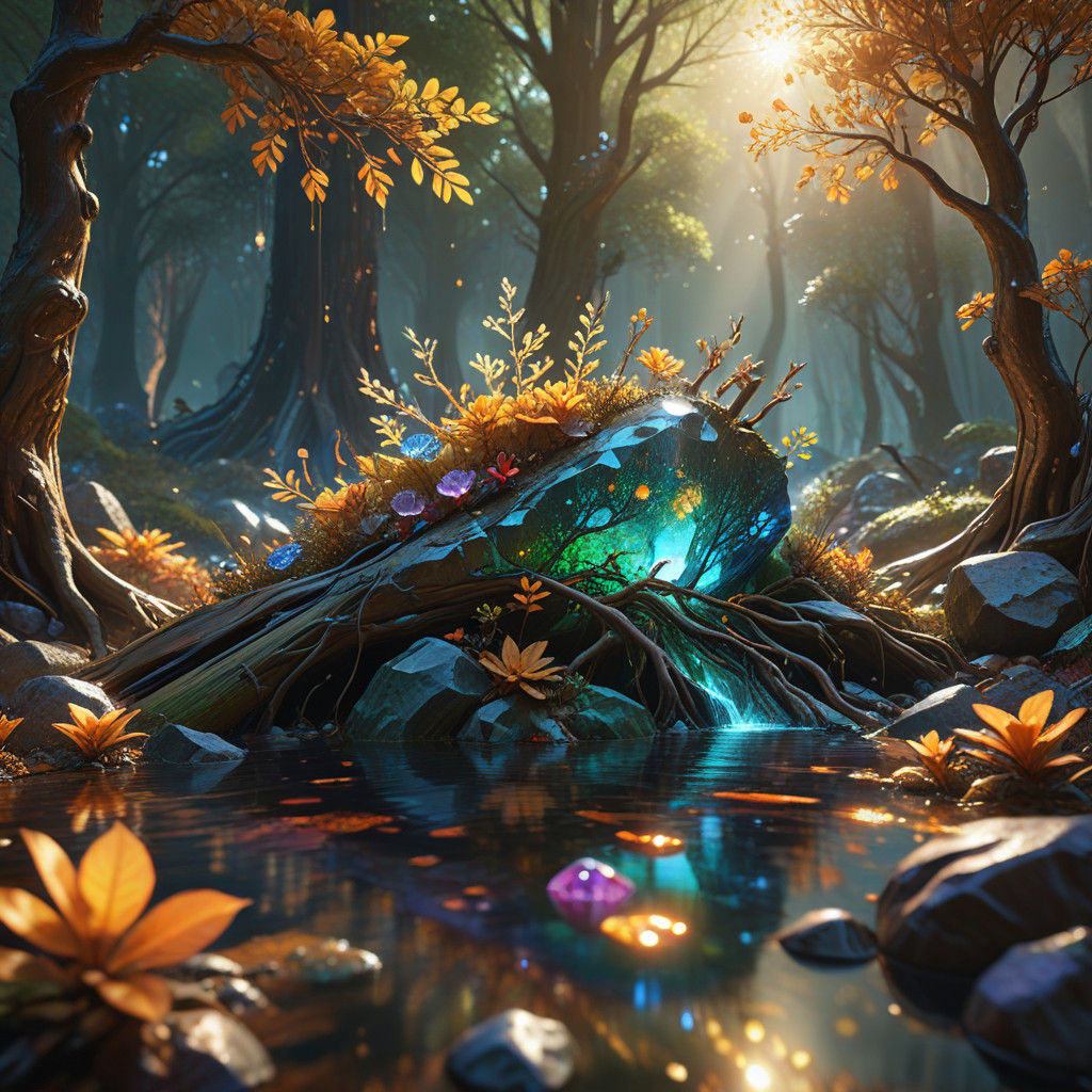 Gemstone Landscapes: A vibrant gemstone forest  by @nishinishand