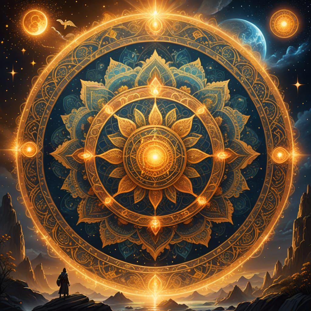 Mystical Scene of World Creatures in Divine Light