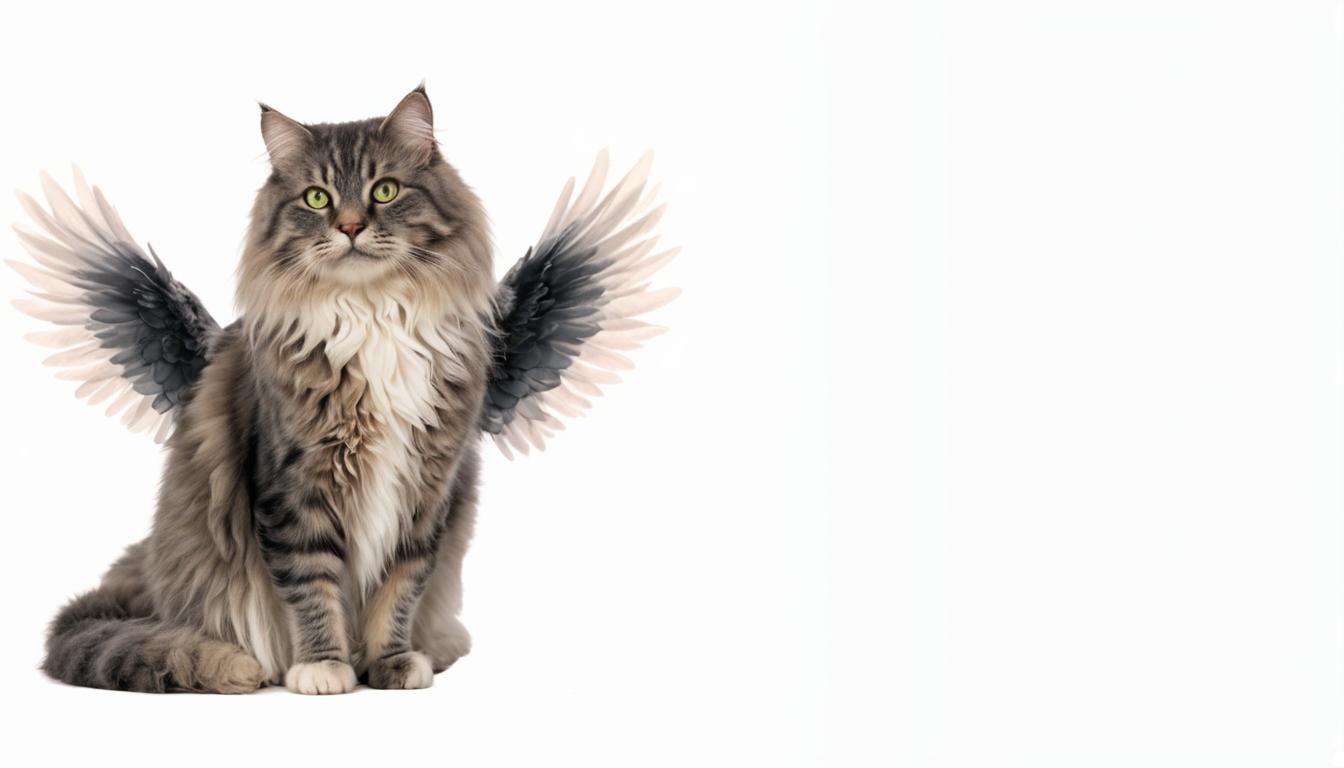 Digital airbrush masterpiece closeup of a longhaired gray tabby cat