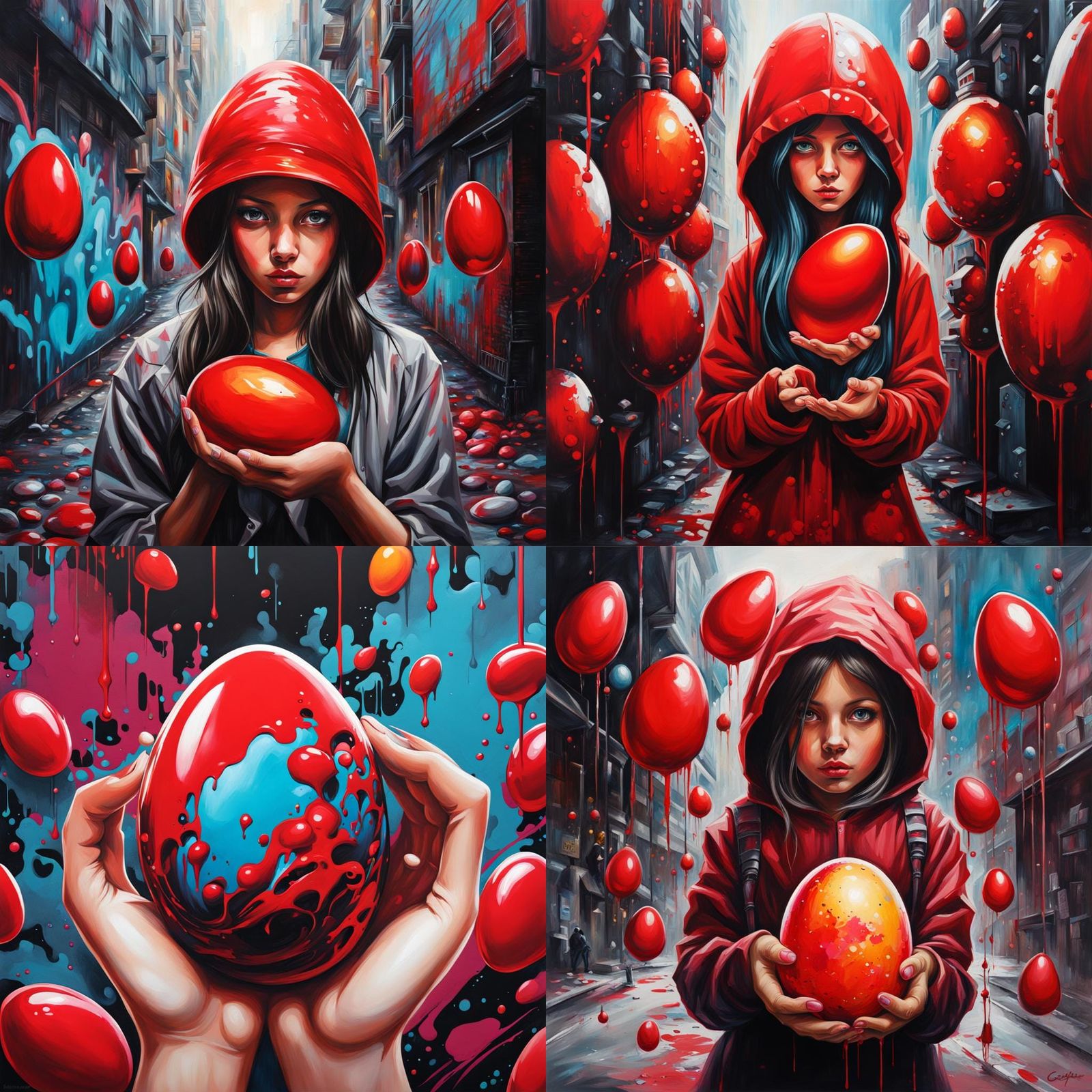 Girl holding a red egg