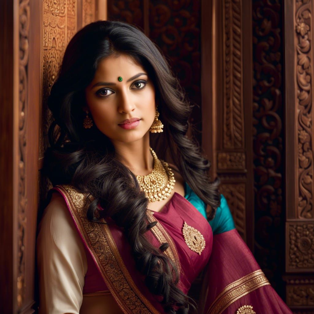 beautiful Indian girl wearing a saree - AI Generated Artwork - NightCafe  Creator