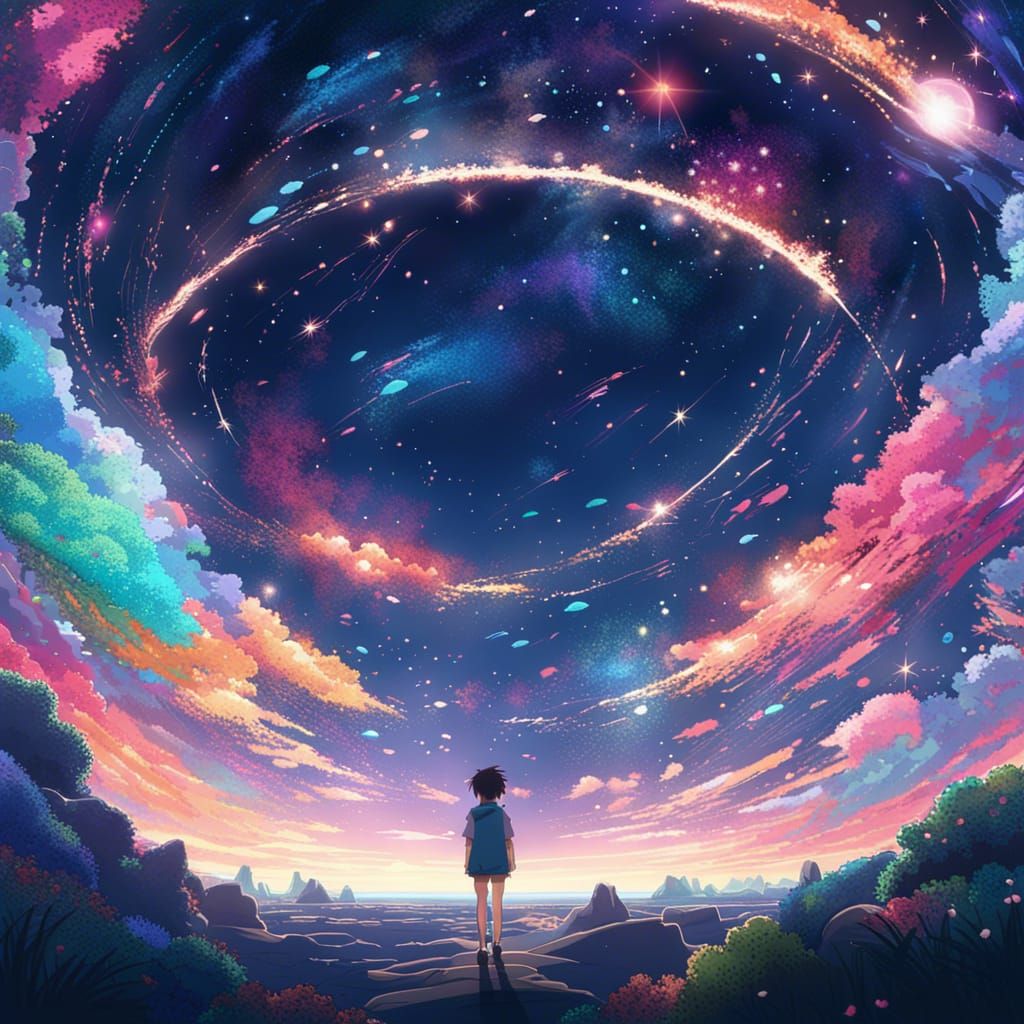 Beautiful multicolored glittered galaxy