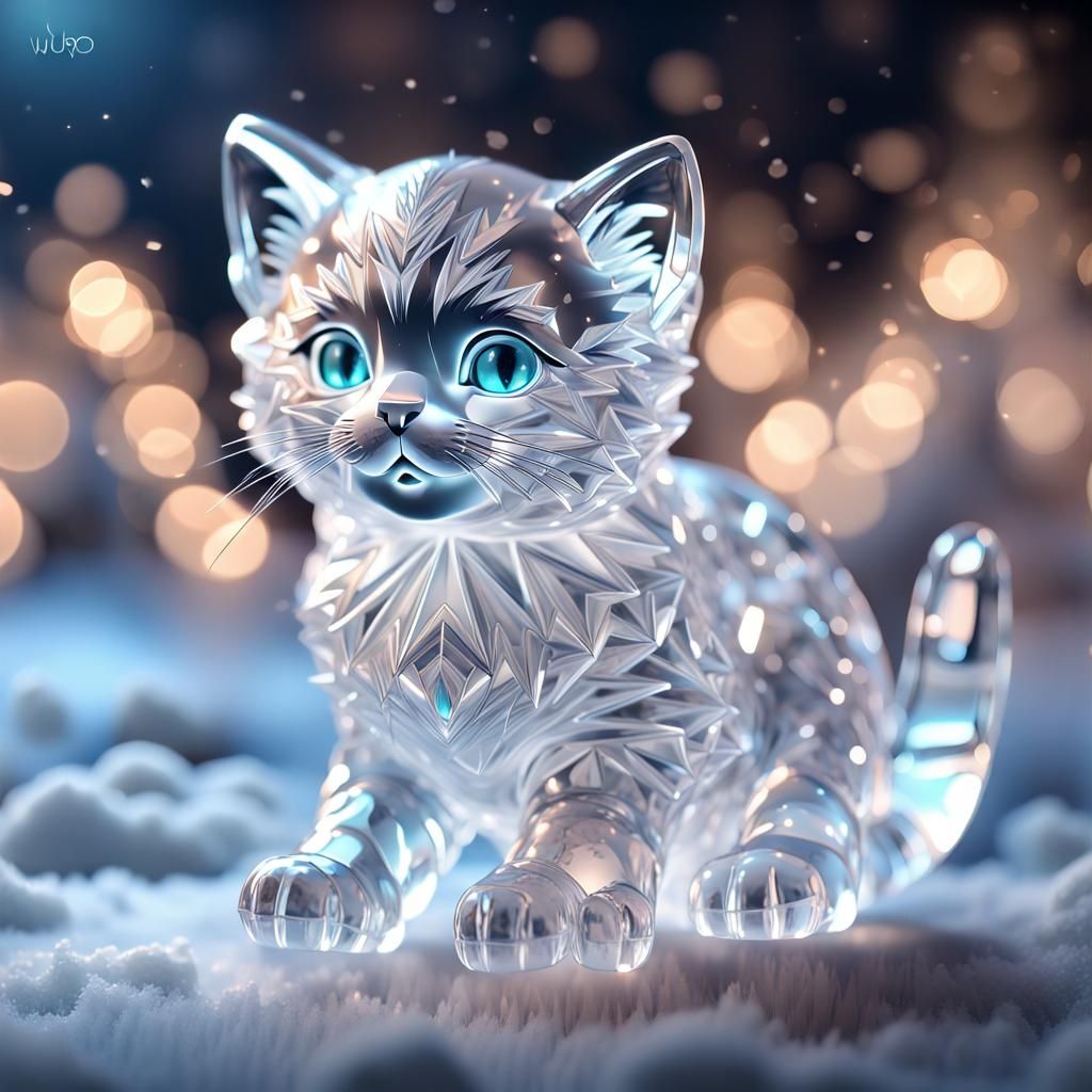 Cat Ice Sculpture AI Generated Artwork NightCafe Creator