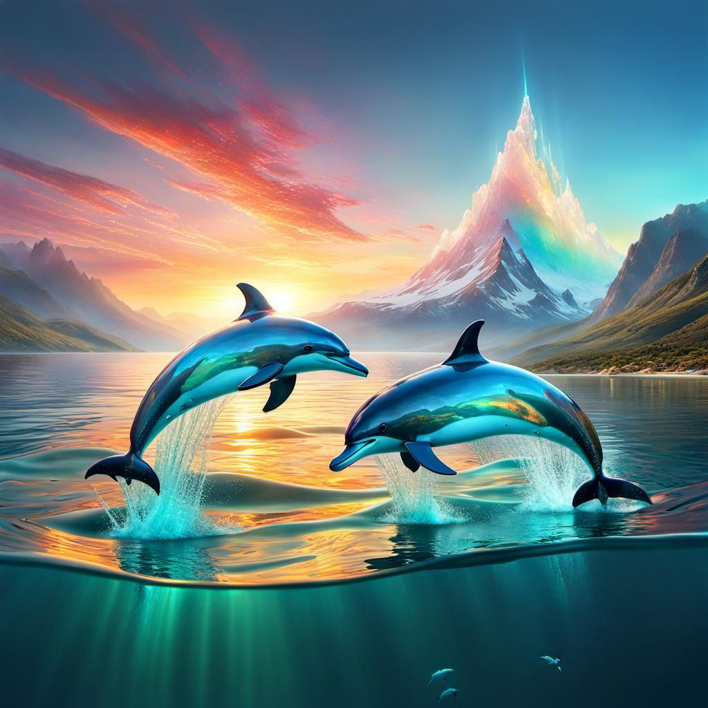 Dolphin Sunset - AI Generated Artwork - NightCafe Creator